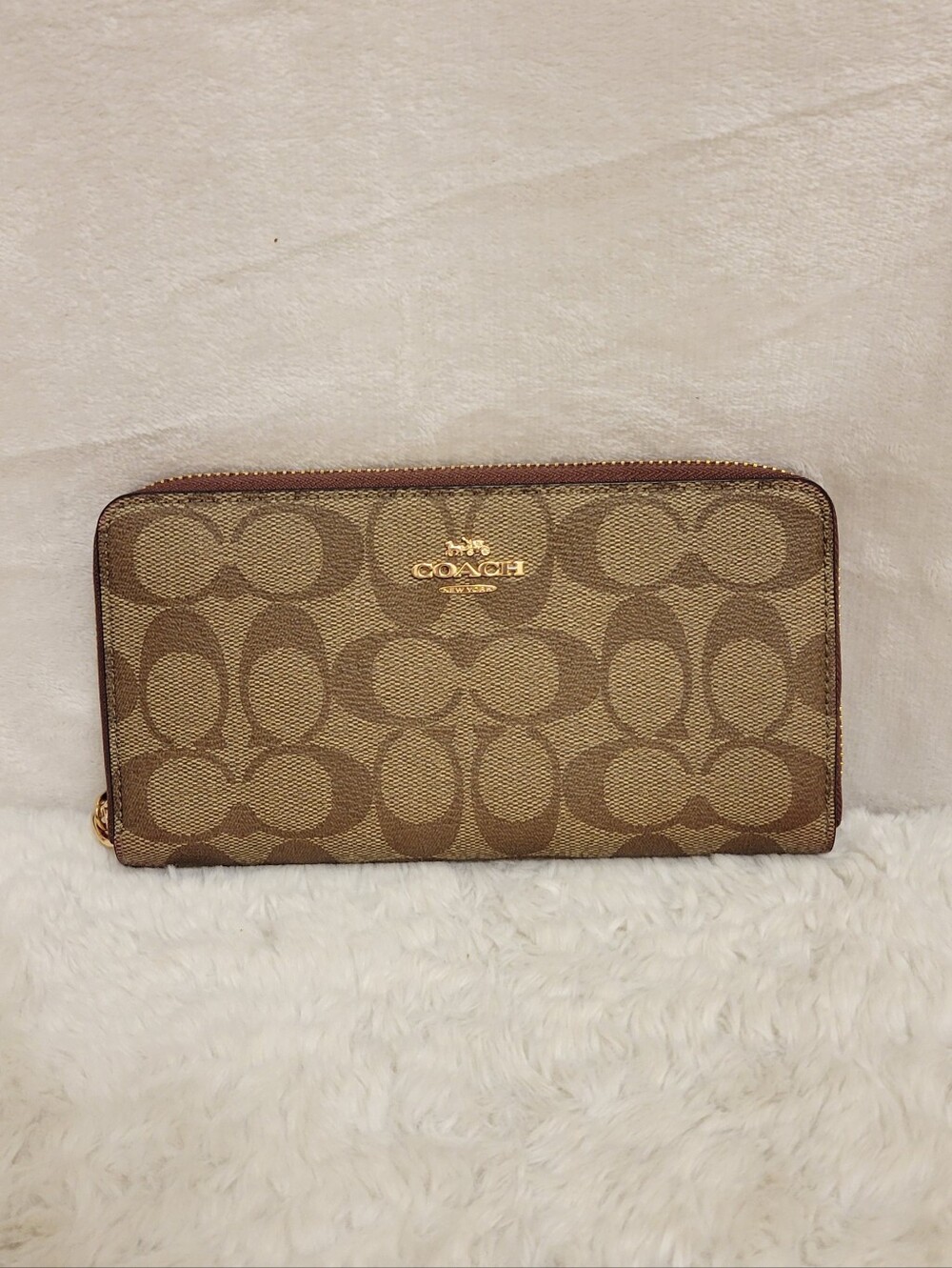 Coach Signature Zip-Around Wallet in Brown